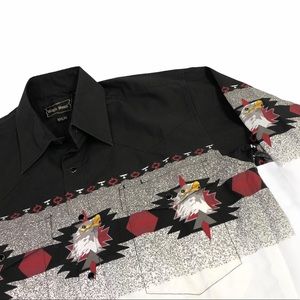 High Noon Western Eagle Aztec Button Down Men’s S
